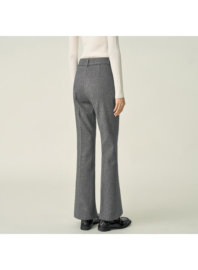 Yanyee Simple Elegant Women's Pants Autumn Commuter Micro-flare Trousers, Versatile High-waist Suit Pants, Gray Plaid, Xl/42 - Image 2