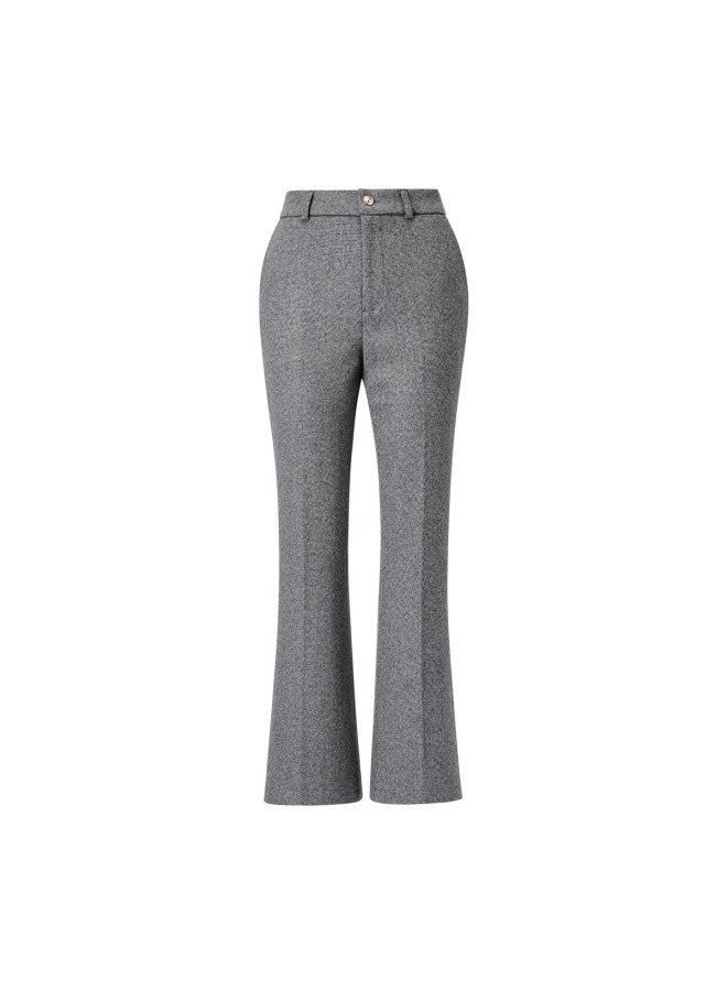 Yanyee Simple Elegant Women's Pants Autumn Commuter Micro-flare Trousers, Versatile High-waist Suit Pants, Gray Plaid, Xl/42 - Image 3
