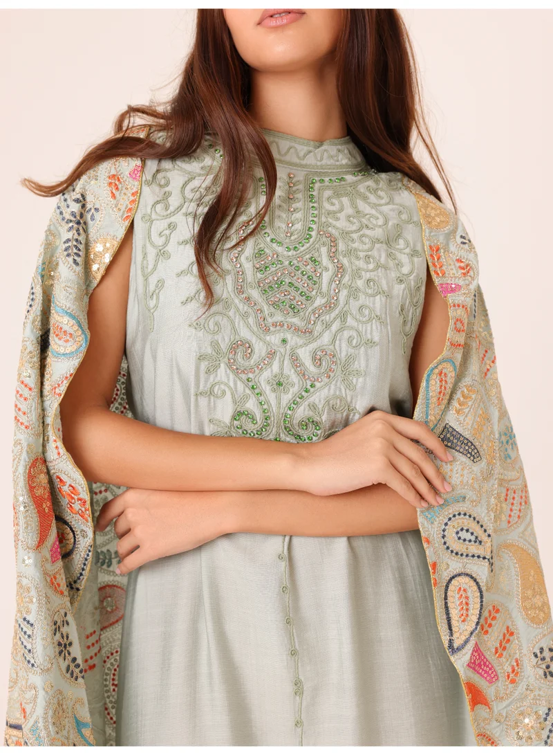IKKXA  Floral Embroidery Luxury Cape Jalabiya for Women | Best Price UAE