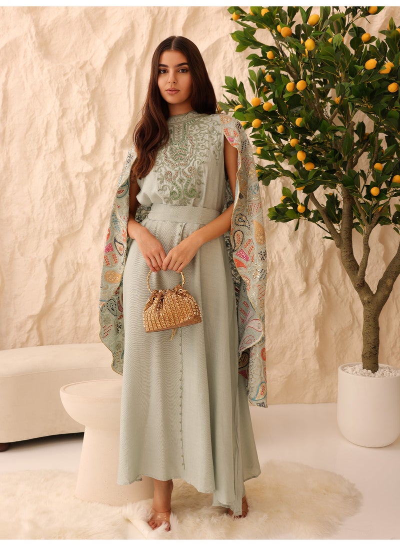 اكسا جلابية فاخرة مطرزة بالورود - Image 1