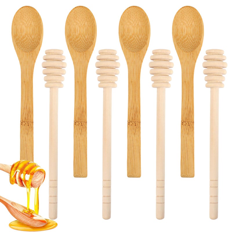 Ninsula 8Pcs Wooden Honey Dipper Set  6.2 Inch Honey Dipper Sticks Honey Spoon  Mini Honeycomb Stick For Evenly Drizzling Honey Over Food And Wedding Party Gift - Image 1