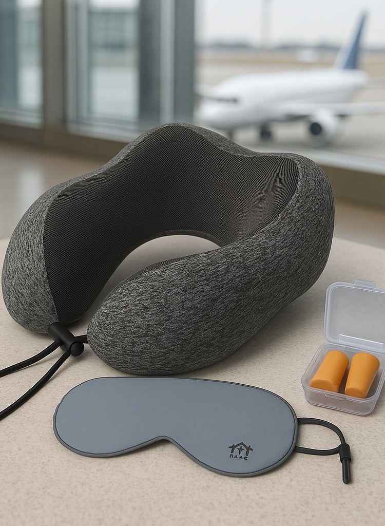 F.A.M.S Travel Pillow Memory Foam Neck Pillow | Comfort on the Go | Washable U Shaped | Plush Cooling Cover for Sleeping, Car, Train, Bus - Image 1