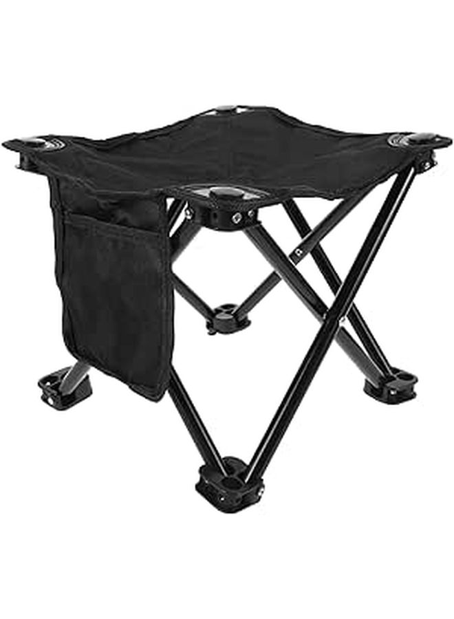 Alipis Portable Folding Camping Stool Large Size with Side Pocket for Outdoor Fishing Hiking Picnic - Image 1