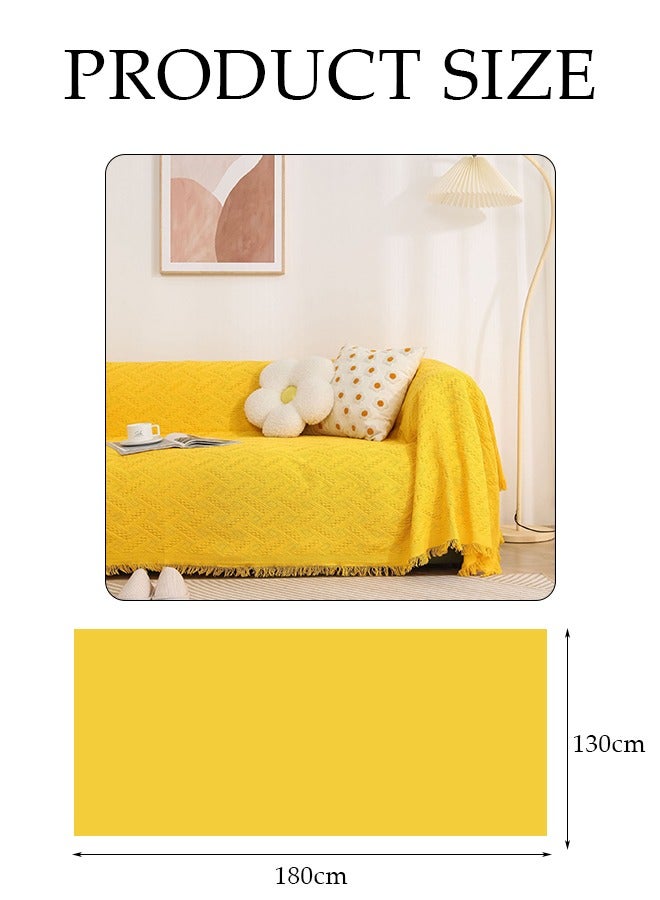 DUNISO Couch Cover，Sofa Towel Sofa Cover Furniture Sofa Cover Towel Four Seasons Chenille Double Sided Sofa Towel Sofa Cover Knitted Tassel Decor Woven Sofa Blanket 130*180CM - Image 2