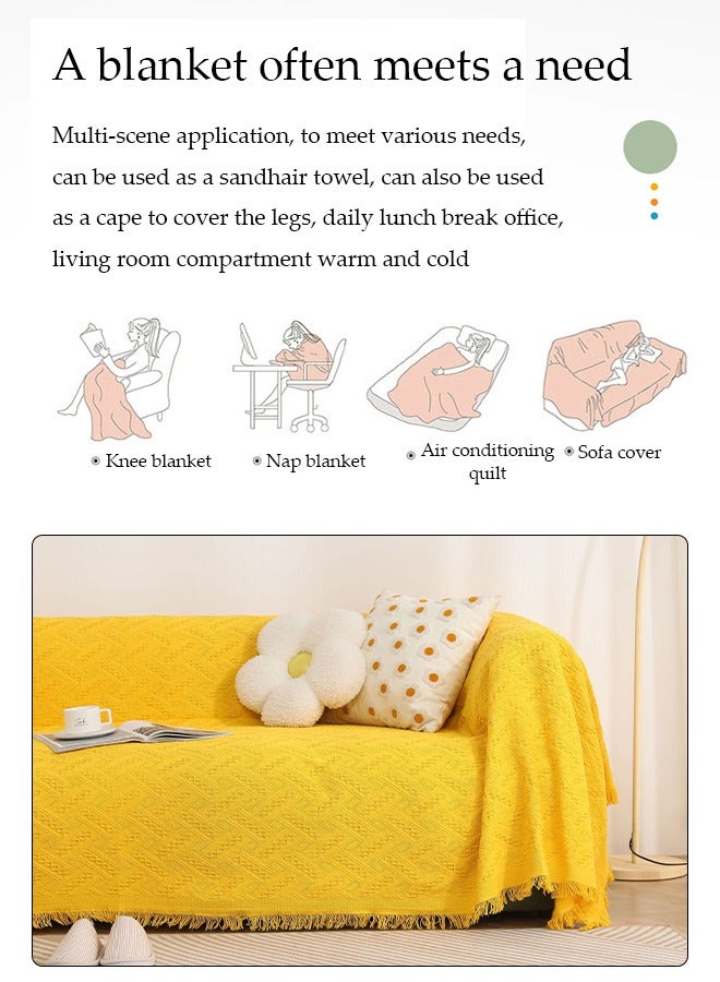 DUNISO Couch Cover，Sofa Towel Sofa Cover Furniture Sofa Cover Towel Four Seasons Chenille Double Sided Sofa Towel Sofa Cover Knitted Tassel Decor Woven Sofa Blanket 130*180CM - Image 4
