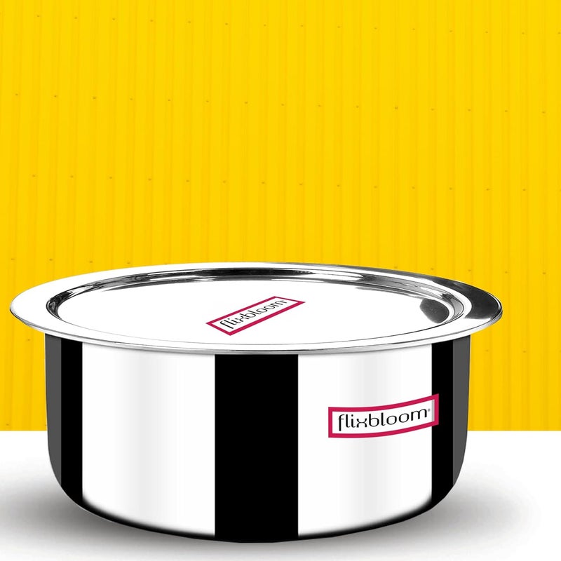 FLIXBLOOM Flixbloom Special TruePly Series Food Grade Stainless Steel Aluminium Steel Bonding Heavy Duty Cookware Tope with LidPatilaBhagonaDeep Container for Cooking Serving 7 Litre  - Image 1