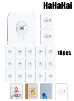 HaHaHai 18 Pieces Picture Hangers, Self Adhesive Picture Hooks,  Waterproof Adhesive Wall Hooks Wall Picture Hanger Heavy Duty Wall Hangers Without Nails for Hanging for Home Kitchen Bathroom Office  - Image 1