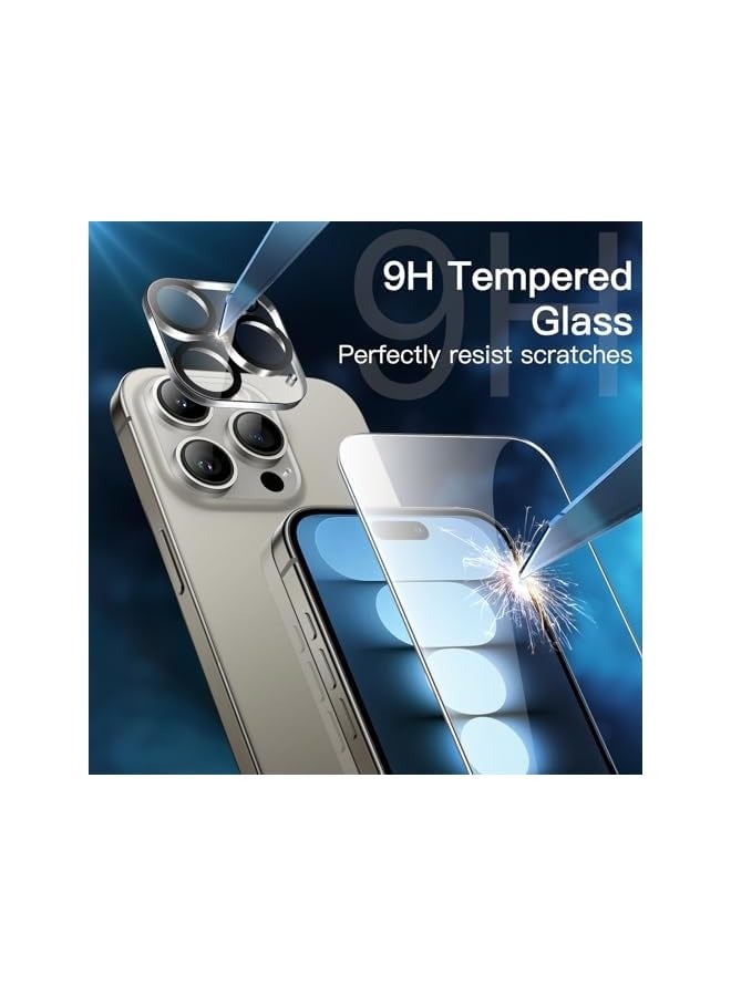 JETech Screen Protector for iPhone 15 Pro Max 6.7-Inch with Camera Lens Protector, Bubble Free, Easy Installation Tool, Tempered Glass Film, HD Clear, 3-Pack Each - Image 3