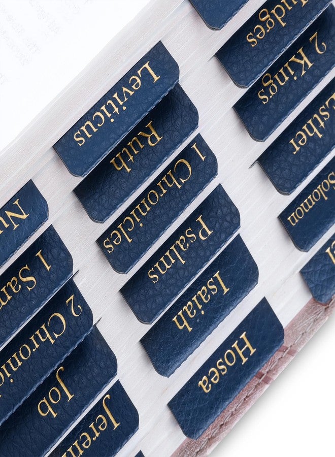 XKDOUS Leather Bible Tabs, Blue Bible Tabs for Men Women, Gold Bible Book Tabs, 66 Bible Tabs for Old and New Testament, Additional 9 Tabs (Navy Blue) - Image 1