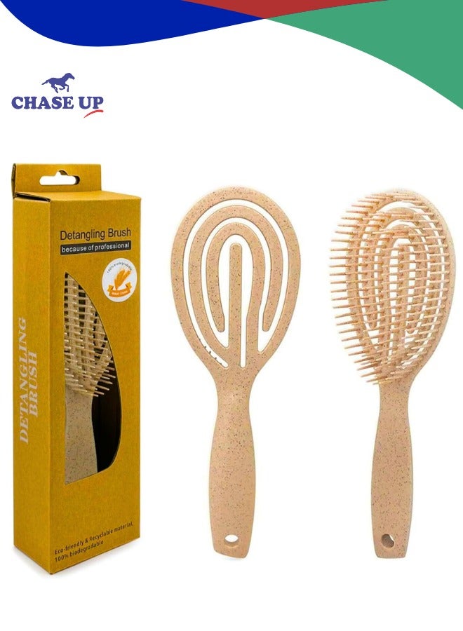 Chase Up Organic Detangling Hair Brush for Women, Men & Children - Does Not Pull on Hair - Hair Straightening Brushes for Straight, Curly & Wet Hair - Unique Spiral Hairbrush - Image 1