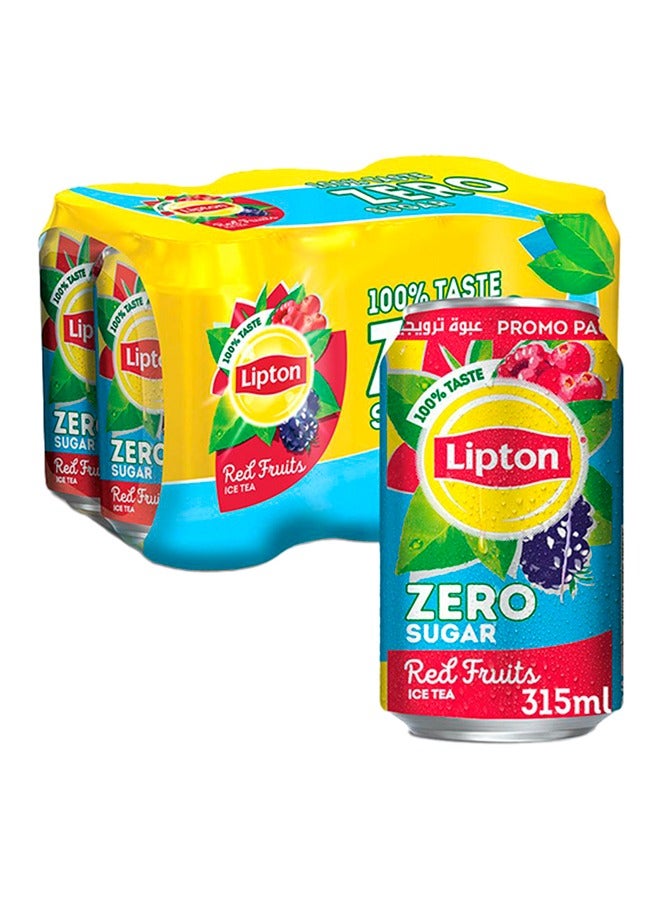 ليبتون علب شاي مثلج بنكهة الفواكه الحمراء زيرو 6x315مل - Image 1