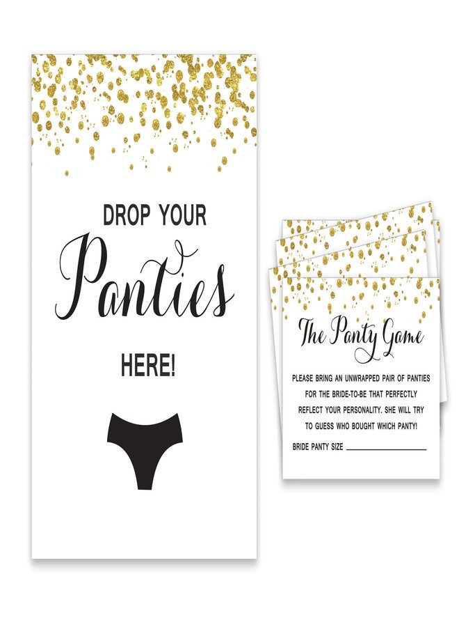Inkdotpot Bridal Shower Game 1 Sign + 30 Size Card White Gold Confetti Girls Night Out Bachelorette Party Drop Your Panties Game - Image 1