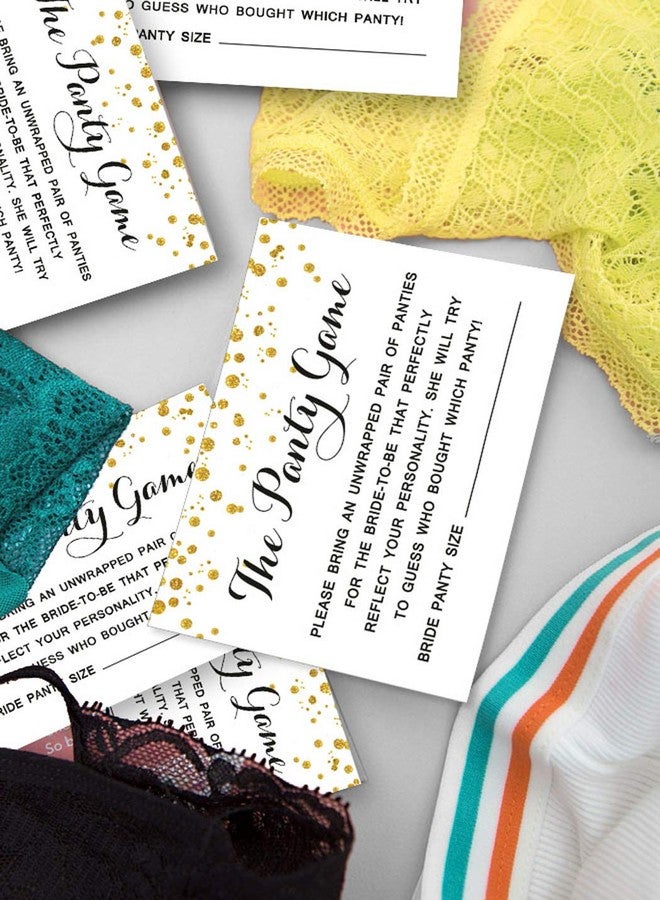 Inkdotpot Bridal Shower Game 1 Sign + 30 Size Card White Gold Confetti Girls Night Out Bachelorette Party Drop Your Panties Game - Image 2