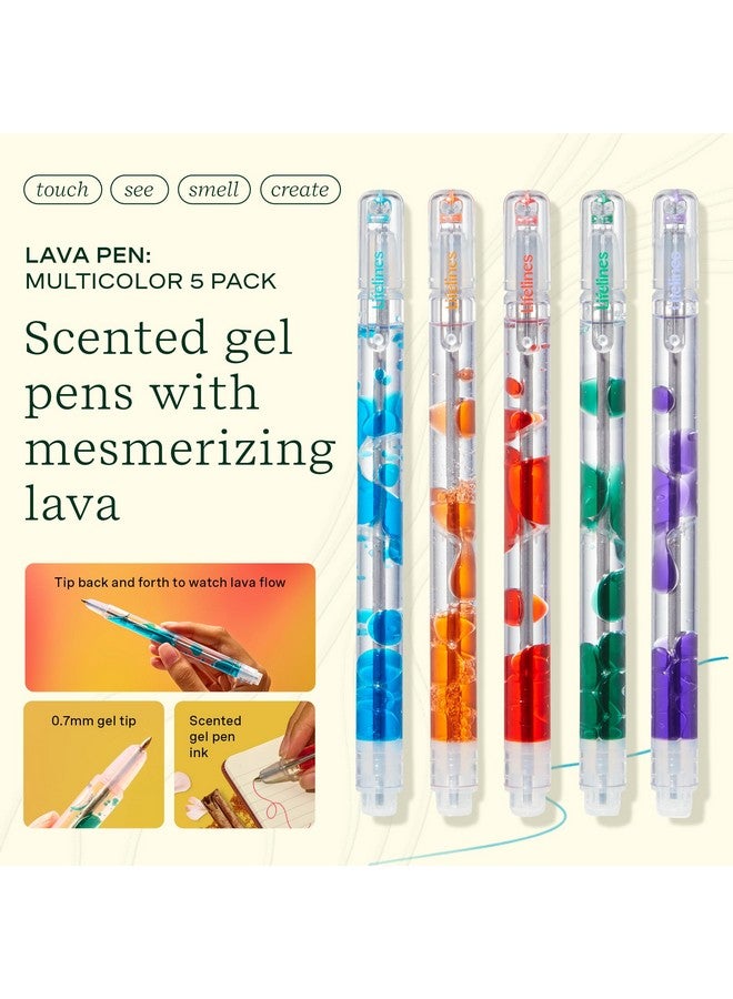 LifeLines Scented Lava Gel Pen Set, 5-Pack (Multi-Color) - 0.7Mm Colored Gel Pens Infused With Scented Essential Oil Blends & Mesmerizing Lava - School Supplies For College Kids & Adults - Image 2