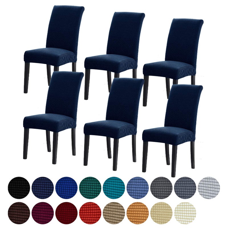 Howhic Stretch Chair Covers for Dining Room Set of 6, Removable Washable Dining Room Chair Covers, Dining Chair Slipcovers Seat Protector, Great Home Decor and Banquet Upholstery (Navy, 6 Pack) - Image 1
