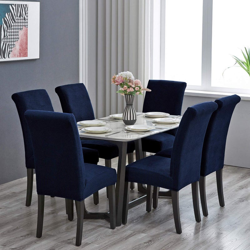 Howhic Stretch Chair Covers for Dining Room Set of 6, Removable Washable Dining Room Chair Covers, Dining Chair Slipcovers Seat Protector, Great Home Decor and Banquet Upholstery (Navy, 6 Pack) - Image 2