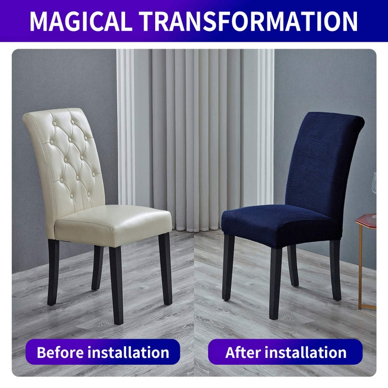 Howhic Stretch Chair Covers for Dining Room Set of 6, Removable Washable Dining Room Chair Covers, Dining Chair Slipcovers Seat Protector, Great Home Decor and Banquet Upholstery (Navy, 6 Pack) - Image 5
