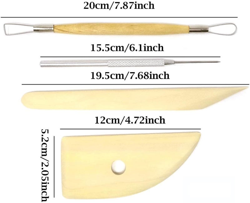 ART RANGER Professional Pottery Tools Kit for Clay Pottery Sculpting Scarping Cutting Fine Detailing Smoothening Shaping and Trimming Pack of 19 Tools - Image 5