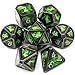 Haxtec Metal Dice Set DD Acid Splash Real Scene Black Green Polyhedral DND Dice WPU Leather Dragon Eye Dice Bag for TTRPG Compatible with Dungeons and Dragons Gifts - Image 2