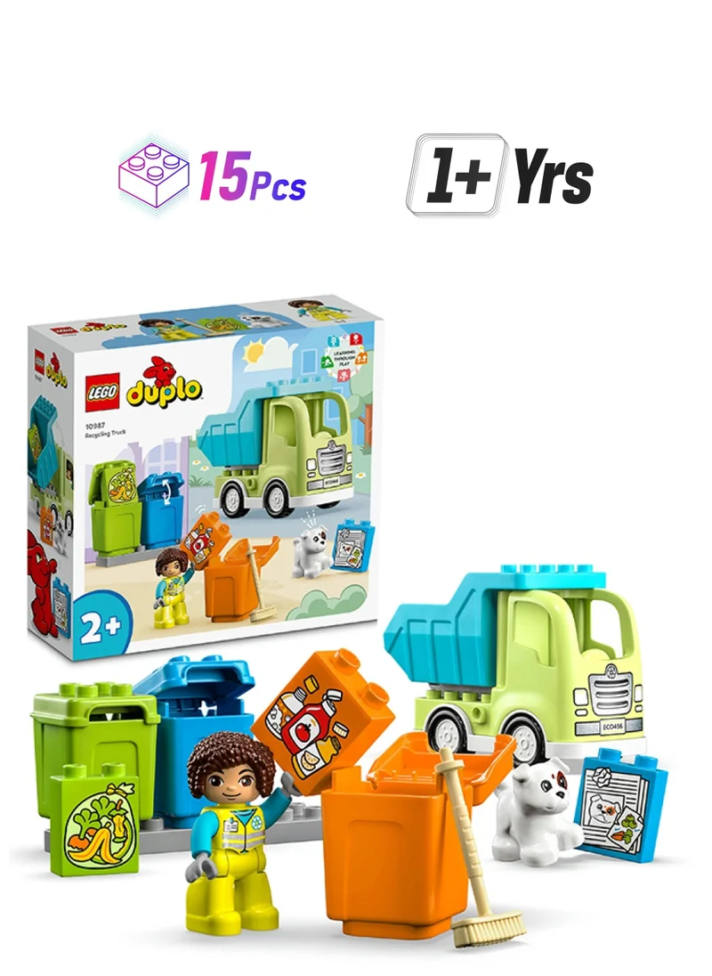 ليغو DUPLO Town Recycling Truck 10987 Building Toy Set; Creative Birthday Gift for Toddlers Aged 2+; Comes with 3 Sorting Bins for Recycling (15 Pieces)