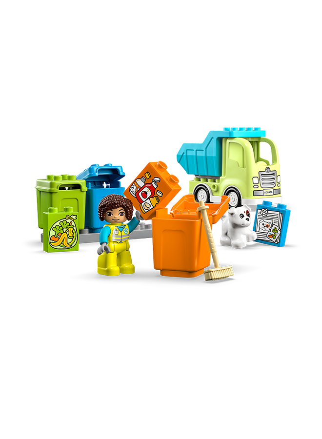 LEGO DUPLO Town Recycling Truck 10987 Building Toy Set; Creative Birthday Gift for Toddlers Aged 2+; Comes with 3 Sorting Bins for Recycling (15 Pieces)