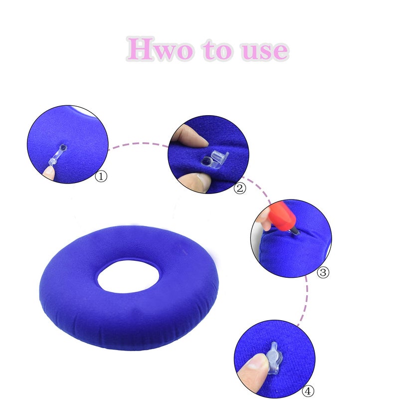 Alovexiong Hemorrhoid Pillow with A Pump, Inflatable Butt Pillow for Tailbone Pain Relief, Coccyx Seat Cushions for Pressure Relief Bed Sores, Prostatitis, Wheelchairs, Postpartum Pregnancy (Blue) - Image 3