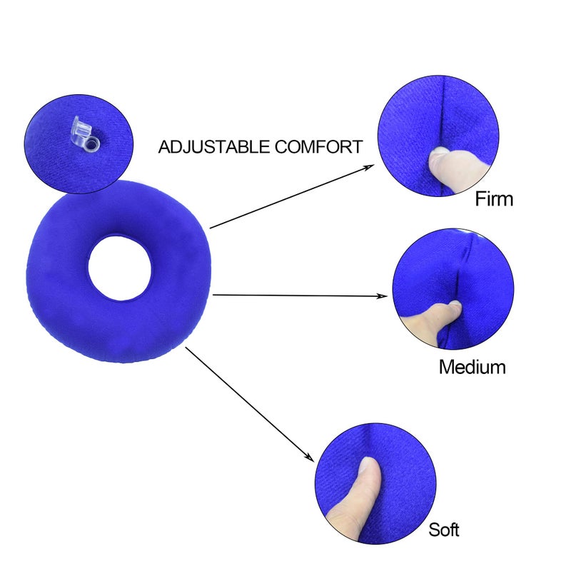 Alovexiong Hemorrhoid Pillow with A Pump, Inflatable Butt Pillow for Tailbone Pain Relief, Coccyx Seat Cushions for Pressure Relief Bed Sores, Prostatitis, Wheelchairs, Postpartum Pregnancy (Blue) - Image 2