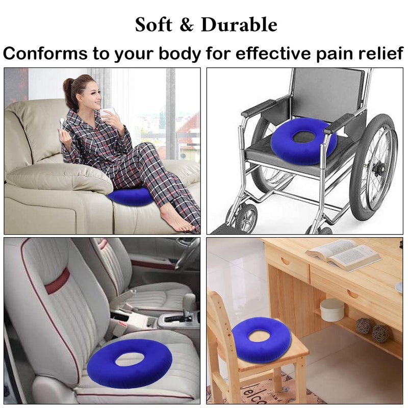 Alovexiong Hemorrhoid Pillow with A Pump, Inflatable Butt Pillow for Tailbone Pain Relief, Coccyx Seat Cushions for Pressure Relief Bed Sores, Prostatitis, Wheelchairs, Postpartum Pregnancy (Blue) - Image 4