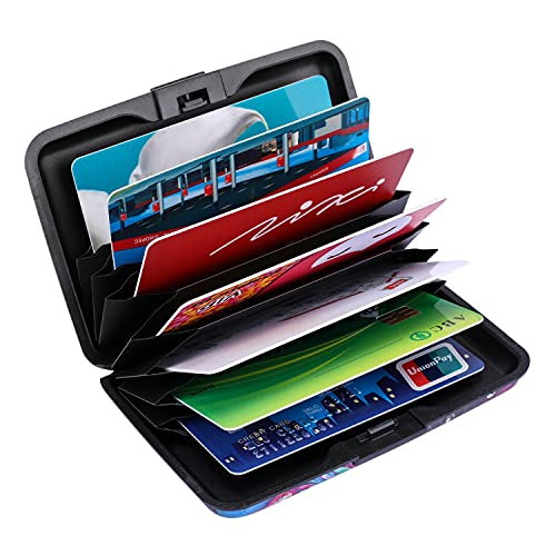 ELFISH Mini RFID Aluminum Wallet Credit Cards Holder Business Card Case Metal ID Case for Men Women (Gorgeous flower) - Image 5