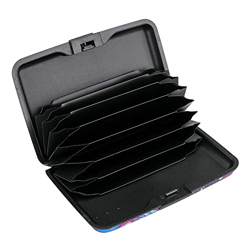 ELFISH Mini RFID Aluminum Wallet Credit Cards Holder Business Card Case Metal ID Case for Men Women (Gorgeous flower) - Image 2