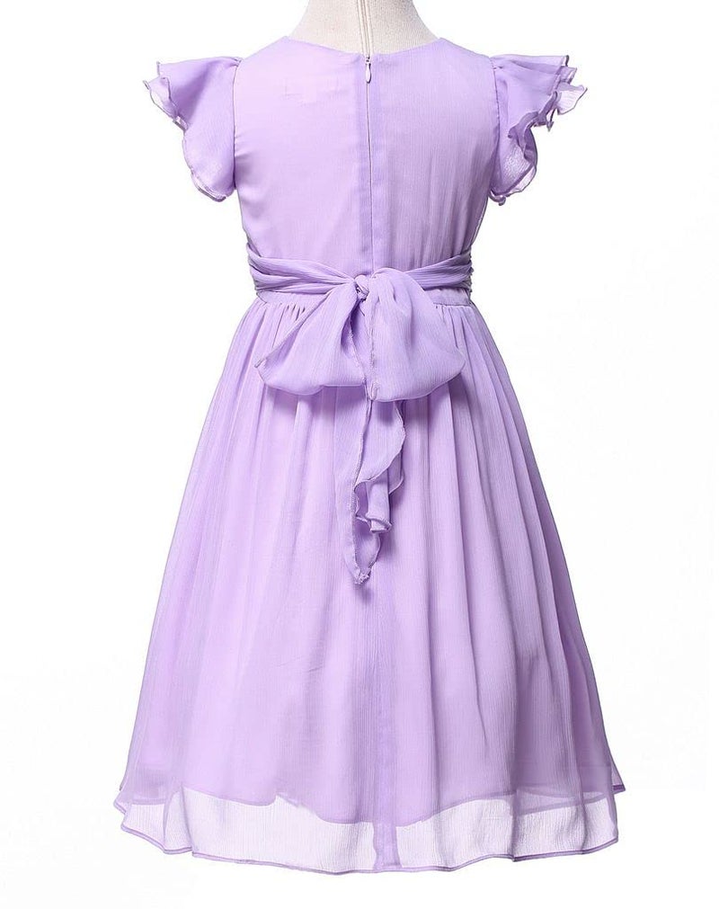 Happy Rose Flower Girls Dresses Junior Bridesmaids Little Girls Elegant Ruffle Chiffon Tea Length Lavender 12 - Image 3