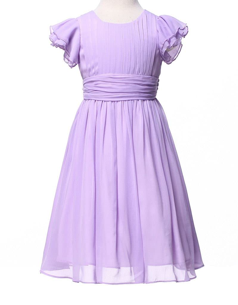 Happy Rose Flower Girls Dresses Junior Bridesmaids Little Girls Elegant Ruffle Chiffon Tea Length Lavender 12 - Image 2
