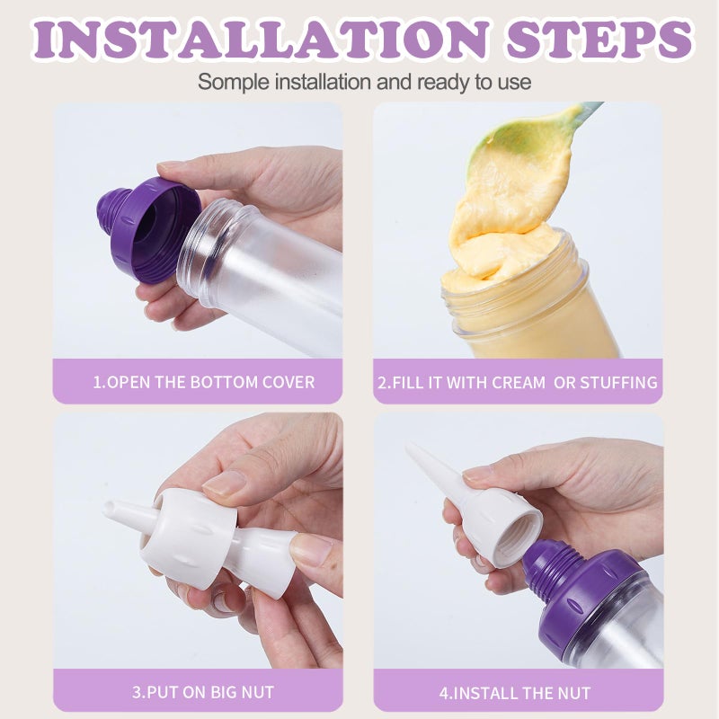 JAYVAR Dessert Decorating Syringe Set, Icing Dispenser Tool, Dessert Decorator Pro with 7 Icing Nozzles for Pushes Icing to Decorate Baked, Cake Decorating Gun for Frosting Cream to Make Cupcakes - Image 4