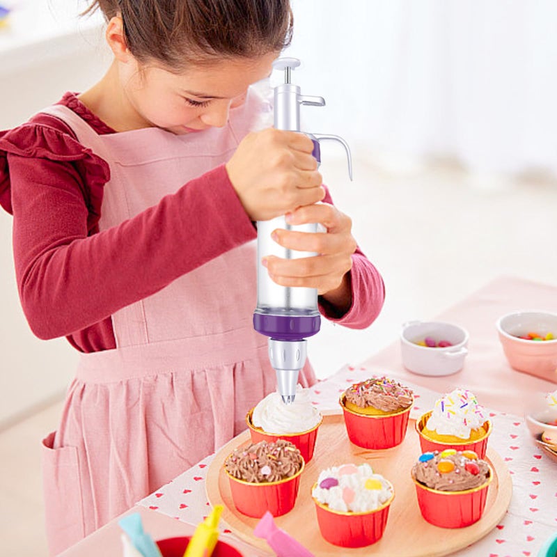 JAYVAR Dessert Decorating Syringe Set, Icing Dispenser Tool, Dessert Decorator Pro with 7 Icing Nozzles for Pushes Icing to Decorate Baked, Cake Decorating Gun for Frosting Cream to Make Cupcakes - Image 2