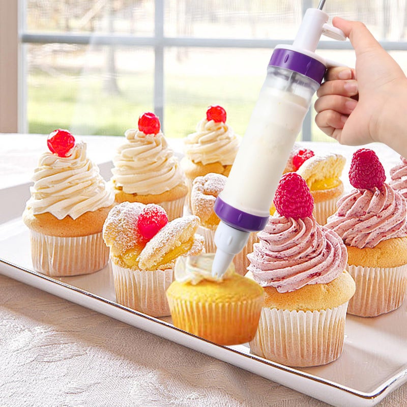 JAYVAR Dessert Decorating Syringe Set, Icing Dispenser Tool, Dessert Decorator Pro with 7 Icing Nozzles for Pushes Icing to Decorate Baked, Cake Decorating Gun for Frosting Cream to Make Cupcakes - Image 5