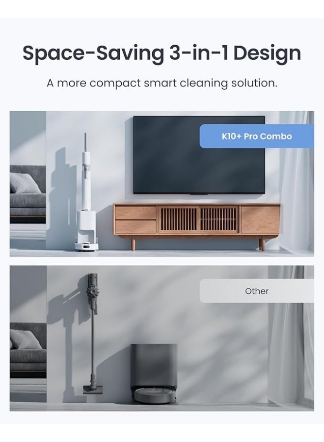 SwitchBot K10+ Pro Combo Robot Vacuum with Dual Auto-Empty Dock for 70 Days of Cleaning, Cordless Vacuum Cleaner with LED Headlights for Household Pet Hair, 45dB Ultra Quiet, Compatible. - Image 4