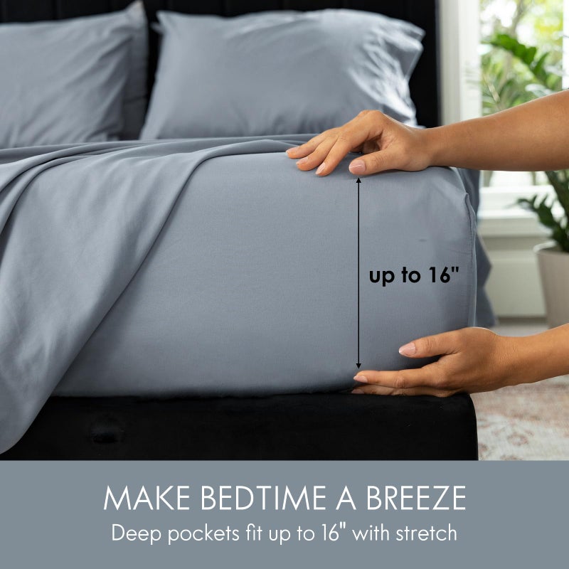 ClevaHome Queen Size Sheet Set - 6 Piece Soft Breathable Luxury Bed Sheet Set - Shrinkage & Fade Resistant Embroidered Bedding Sheet with Deep Pocket, 2 Extra Pillowcases (Queen, Quarry) - Image 2