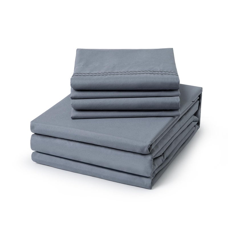 ClevaHome Queen Size Sheet Set - 6 Piece Soft Breathable Luxury Bed Sheet Set - Shrinkage & Fade Resistant Embroidered Bedding Sheet with Deep Pocket, 2 Extra Pillowcases (Queen, Quarry) - Image 1