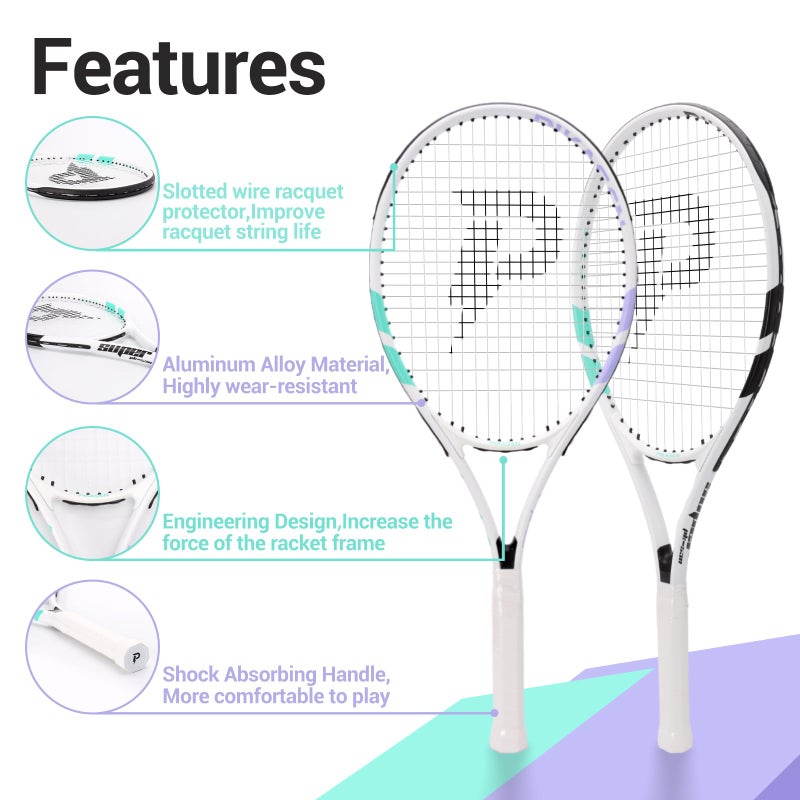 PIKASEN 27 Inch Tennis Rackets for Adult Recreational 2 Players Tennis Rackets Set with 2 Overgrips and 1 Tennis Bag. Perfect for Beginners and Students Training - Image 5