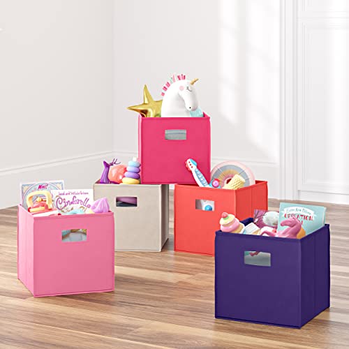 RiverRidge Folding Storage Bins with Handles Pink Cube Storage Organizer for Closet, Bedroom & Playroom - Closet Organizers and Storage Set of 2 - Image 5