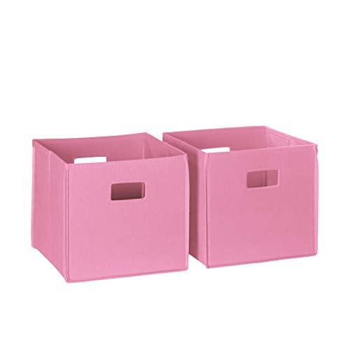 RiverRidge Folding Storage Bins with Handles Pink Cube Storage Organizer for Closet, Bedroom & Playroom - Closet Organizers and Storage Set of 2 - Image 1