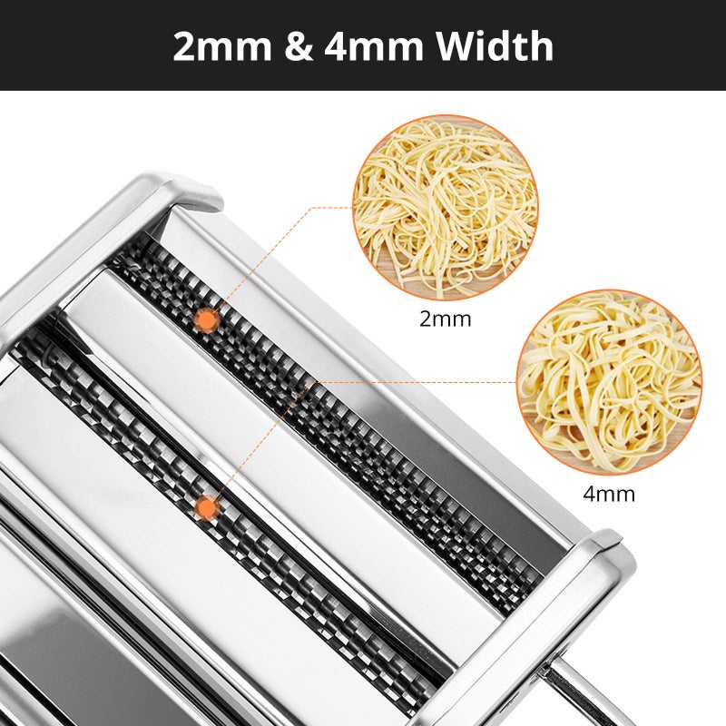 METLUCK Pasta Maker  Metluck Stainless Steel Pasta Machine Manual Roller Pasta Maker With 9 Thickness Settings For Spaghetti Linguine Fettuccine Lasagne  Includes Dough Cutter & Hand Crank - Image 4