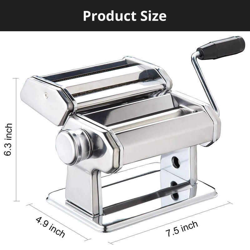 METLUCK Pasta Maker  Metluck Stainless Steel Pasta Machine Manual Roller Pasta Maker With 9 Thickness Settings For Spaghetti Linguine Fettuccine Lasagne  Includes Dough Cutter & Hand Crank - Image 2