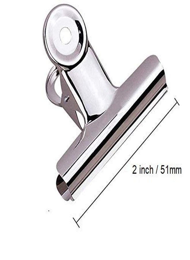 True-Ally Heavy Duty Big 51 mm 2inch Size Paper Round Binder Bulldog Clip clamp for Office, Home, School, Institutions Pack of 12 Clips | Stainless Steel | Free Carrying Pouch - Image 2