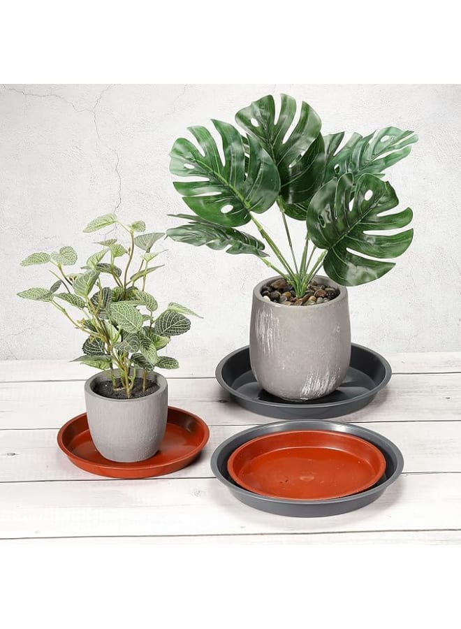 6 Pieces Plant Growing Saucers Plastic Planter Tray Flower Pot Round Drip Trays for Outdoor Garden Use 8.7 Inch 22cm Red. - Image 1