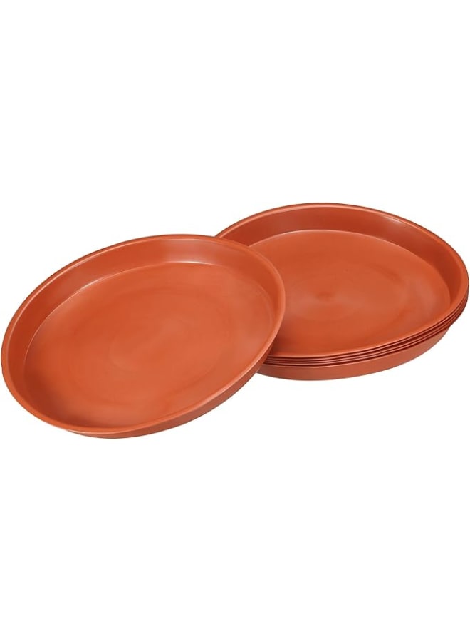 6 Pieces Plant Growing Saucers Plastic Planter Tray Flower Pot Round Drip Trays for Outdoor Garden Use 8.7 Inch 22cm Red. - Image 4