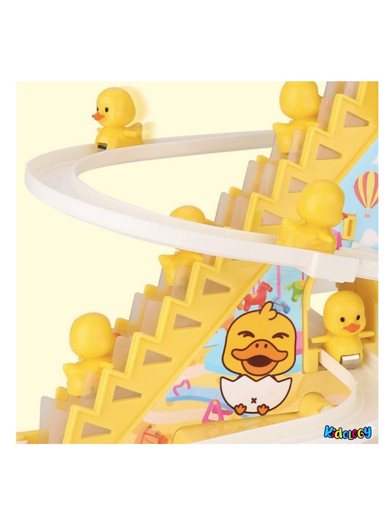 Kidology Kids Electric Stair Climbing Track Toy, Spinning Duck Toys with Flashing Lights and Music for Toddler Boys Girls (Track and 3 Ducks) - Image 2