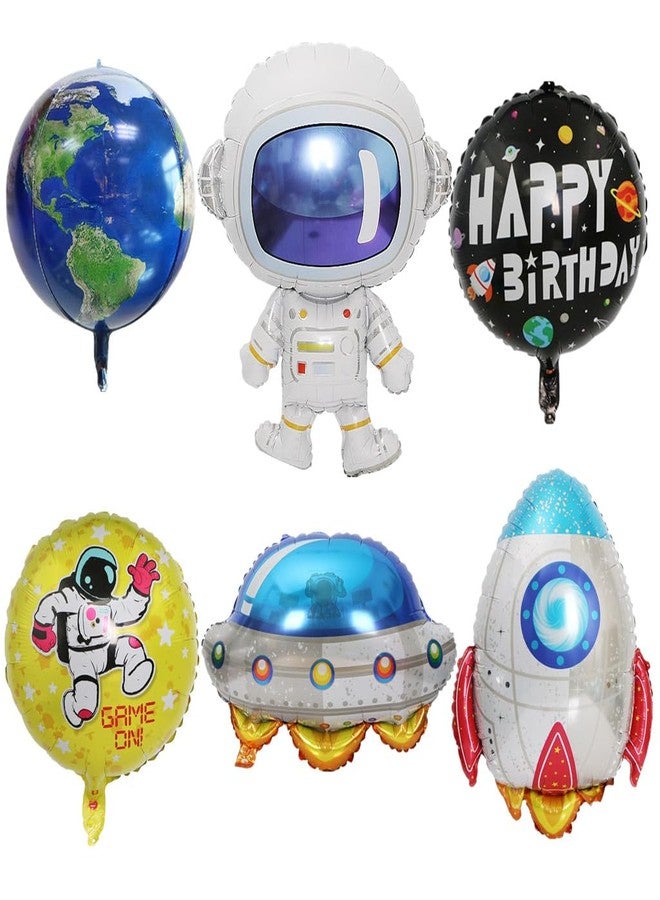 Kinteshun Foil Balloon Mylar Aluminum Foil Balloons for Baby Shower Birthday Party Decorations Supplies (6pcs;Space) - Image 1