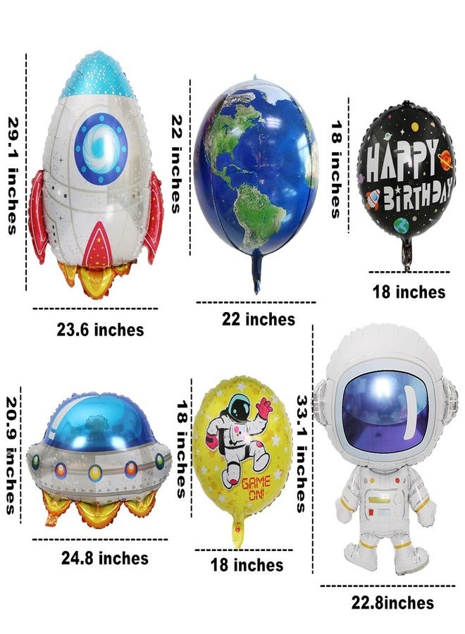 Kinteshun Foil Balloon Mylar Aluminum Foil Balloons for Baby Shower Birthday Party Decorations Supplies (6pcs;Space) - Image 2