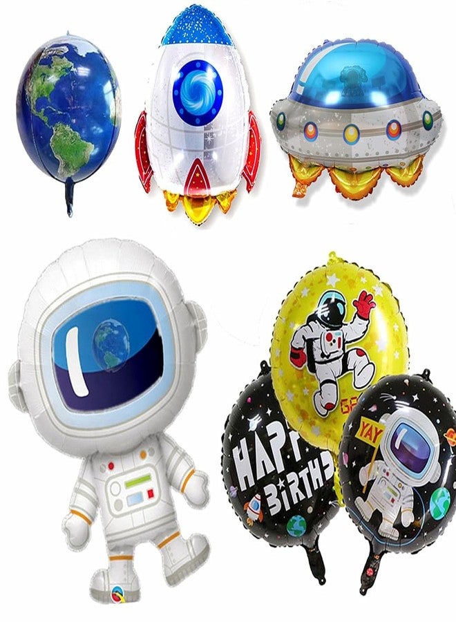 Kinteshun Foil Balloon Mylar Aluminum Foil Balloons for Baby Shower Birthday Party Decorations Supplies (6pcs;Space) - Image 5